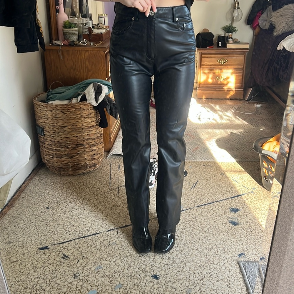 Zara black leather pants